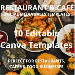 10 Editable Social Media Sale Templates | Food Business Instagram .Posts Restaurant & Café Canva Templates |